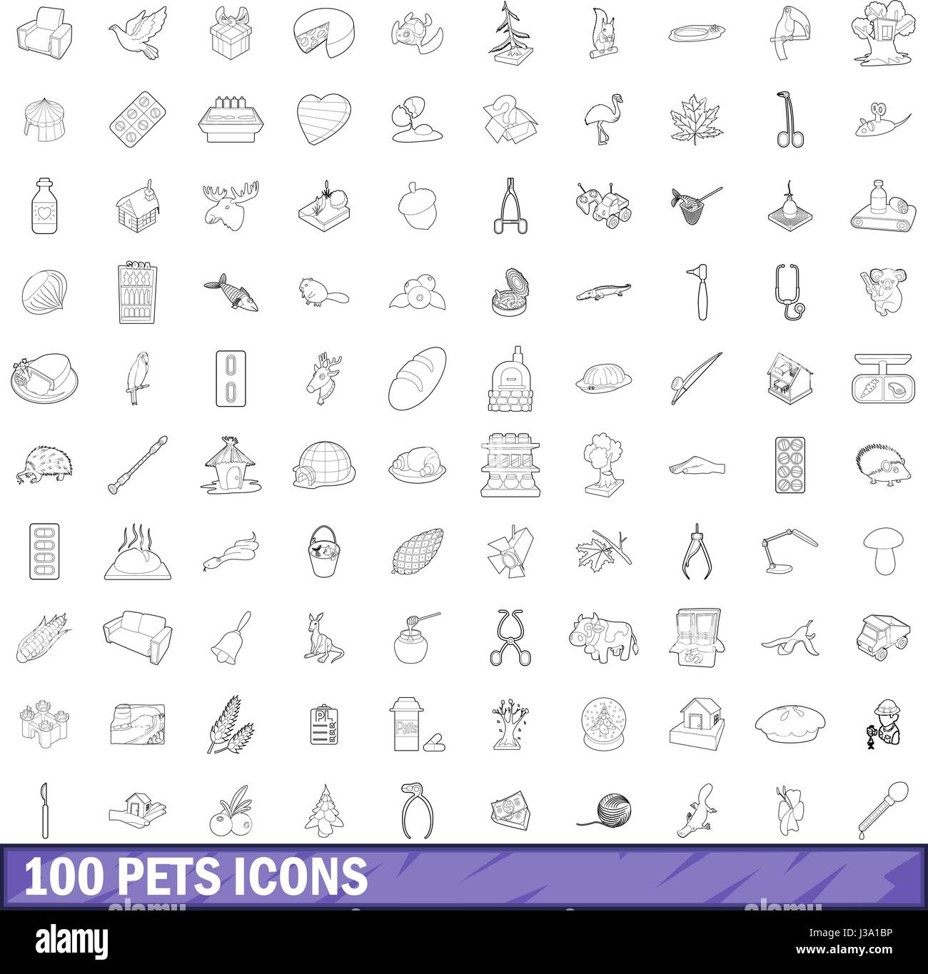 100 pets icons set, outline style Stock Vector Image & Art - Alamy