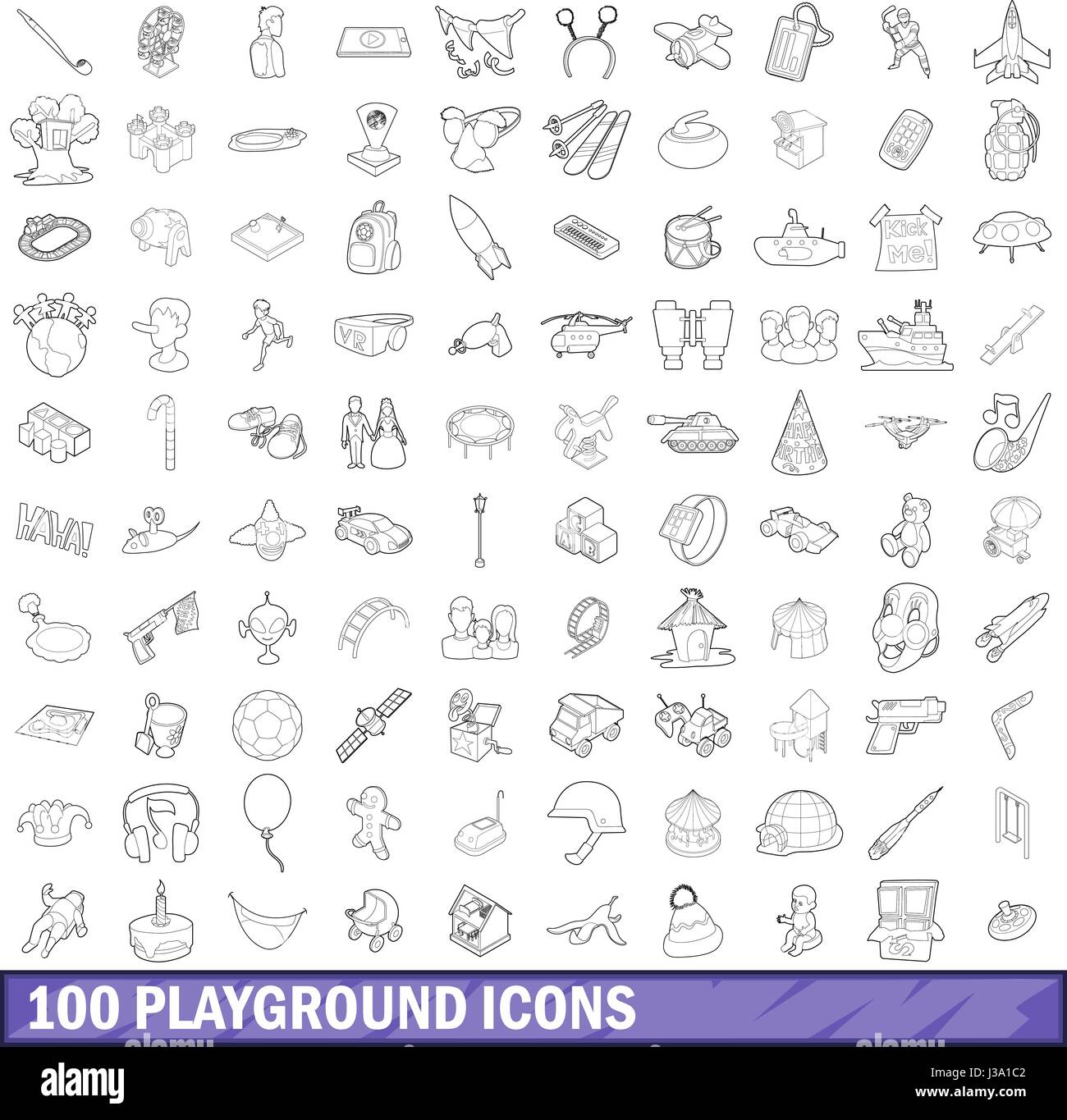 100 playground icons set, outline style Stock Vector Image & Art - Alamy