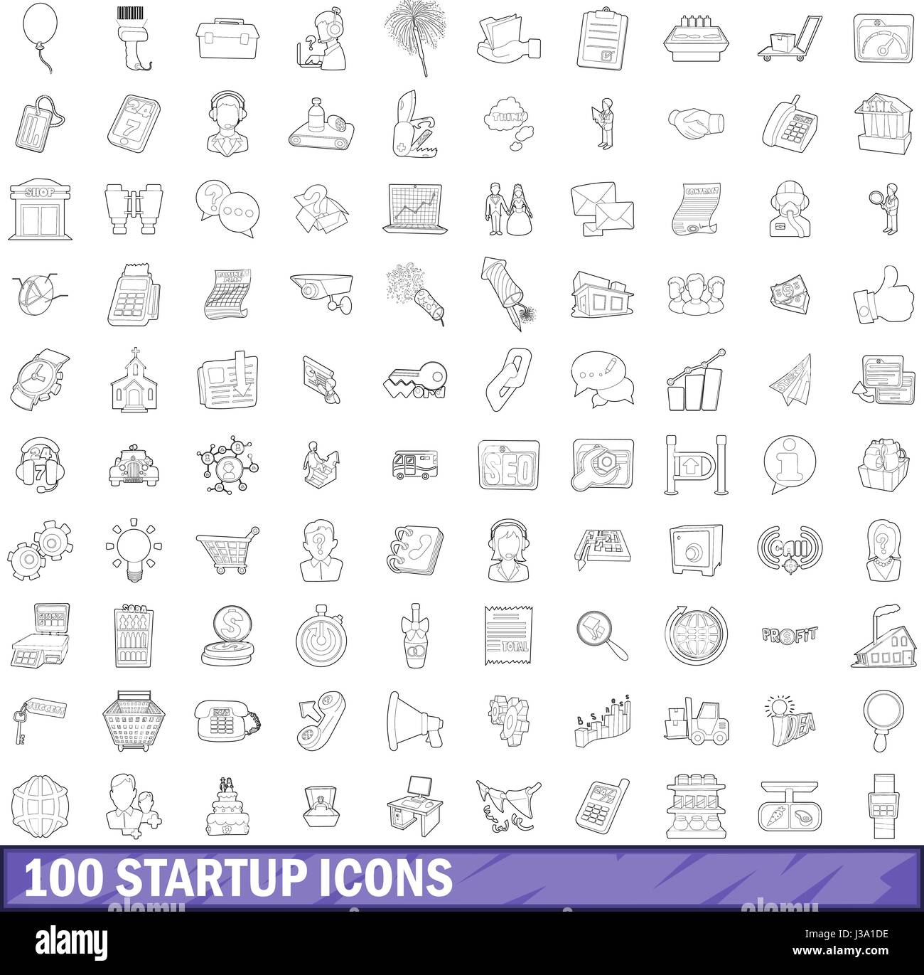 100 startup icons set, outline style Stock Vector Image & Art - Alamy