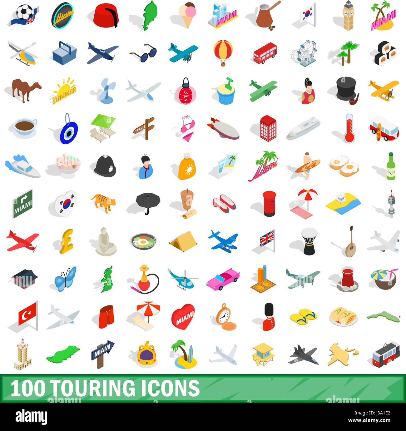 100 touring icons set, isometric 3d style Stock Vector Image & Art - Alamy
