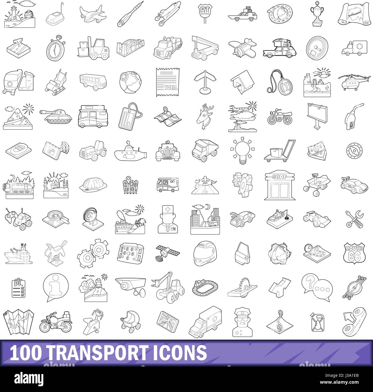 100 transport icons set, outline style Stock Vector Image & Art - Alamy