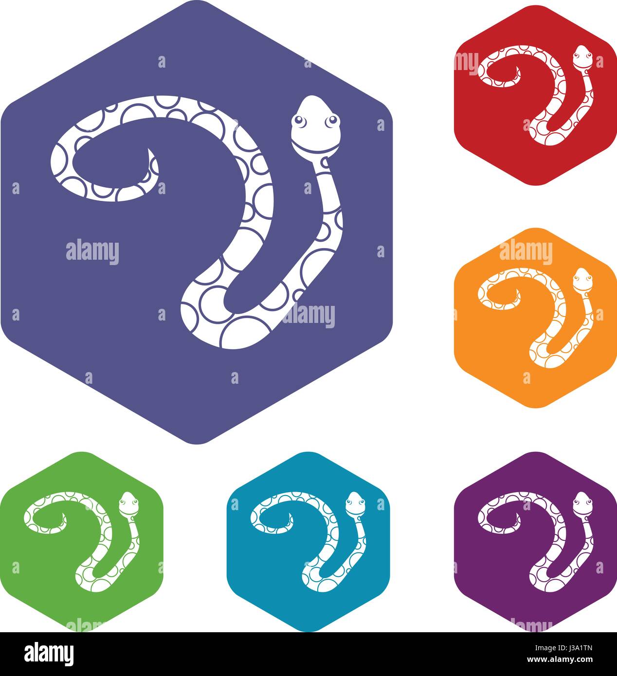Spotted snake icons set hexagon Stock Vector Image & Art - Alamy