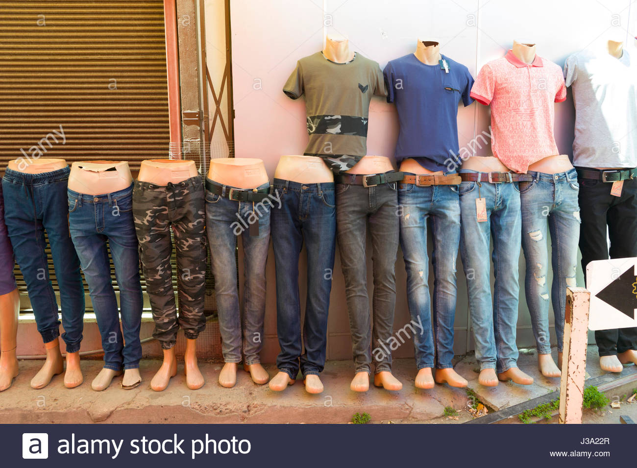 Shop Display Jeans Clothing On High Resolution Stock Photography and
