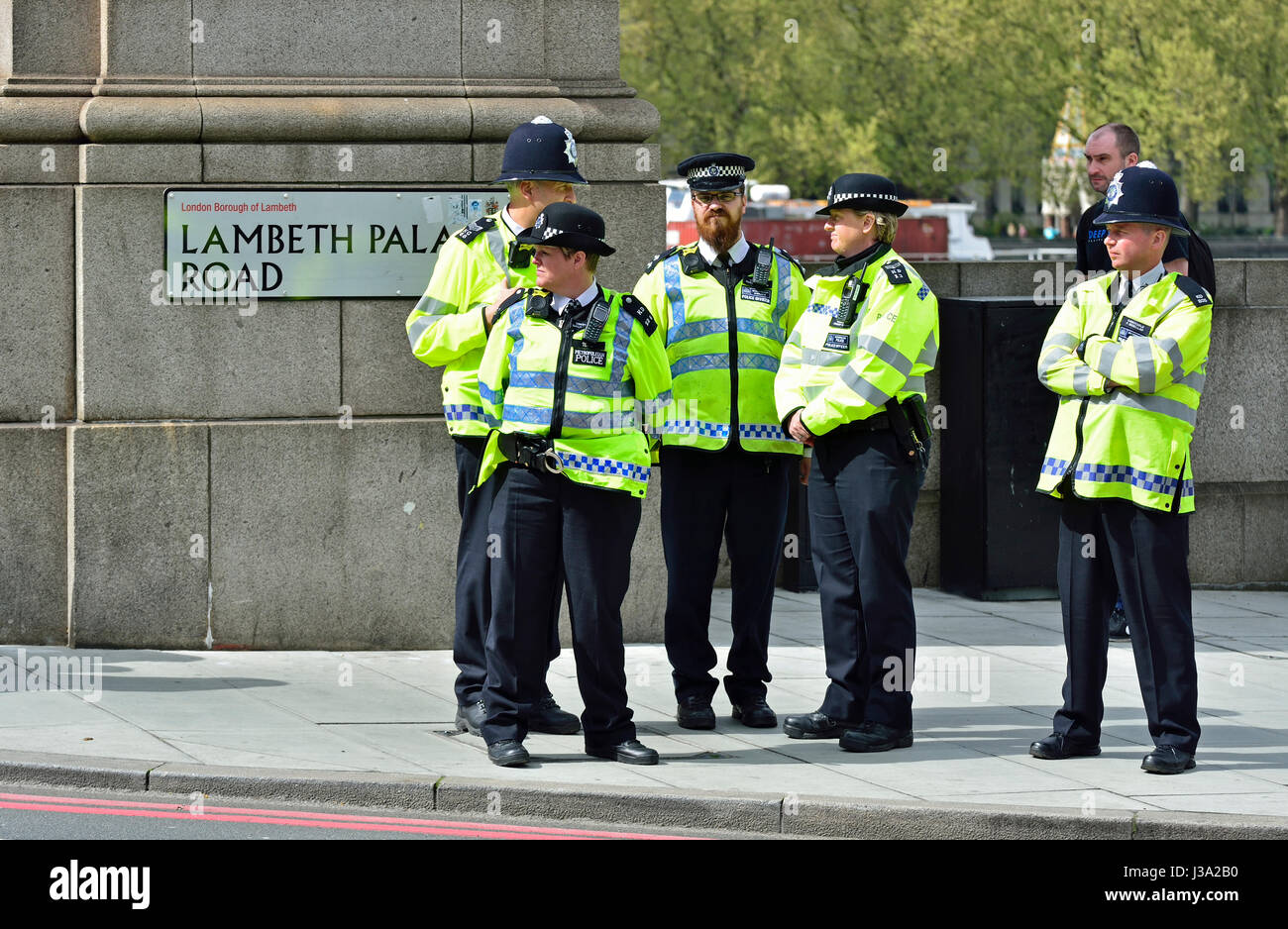 London, England, UK. Police officers on Lambeth Bridge Stock Photo