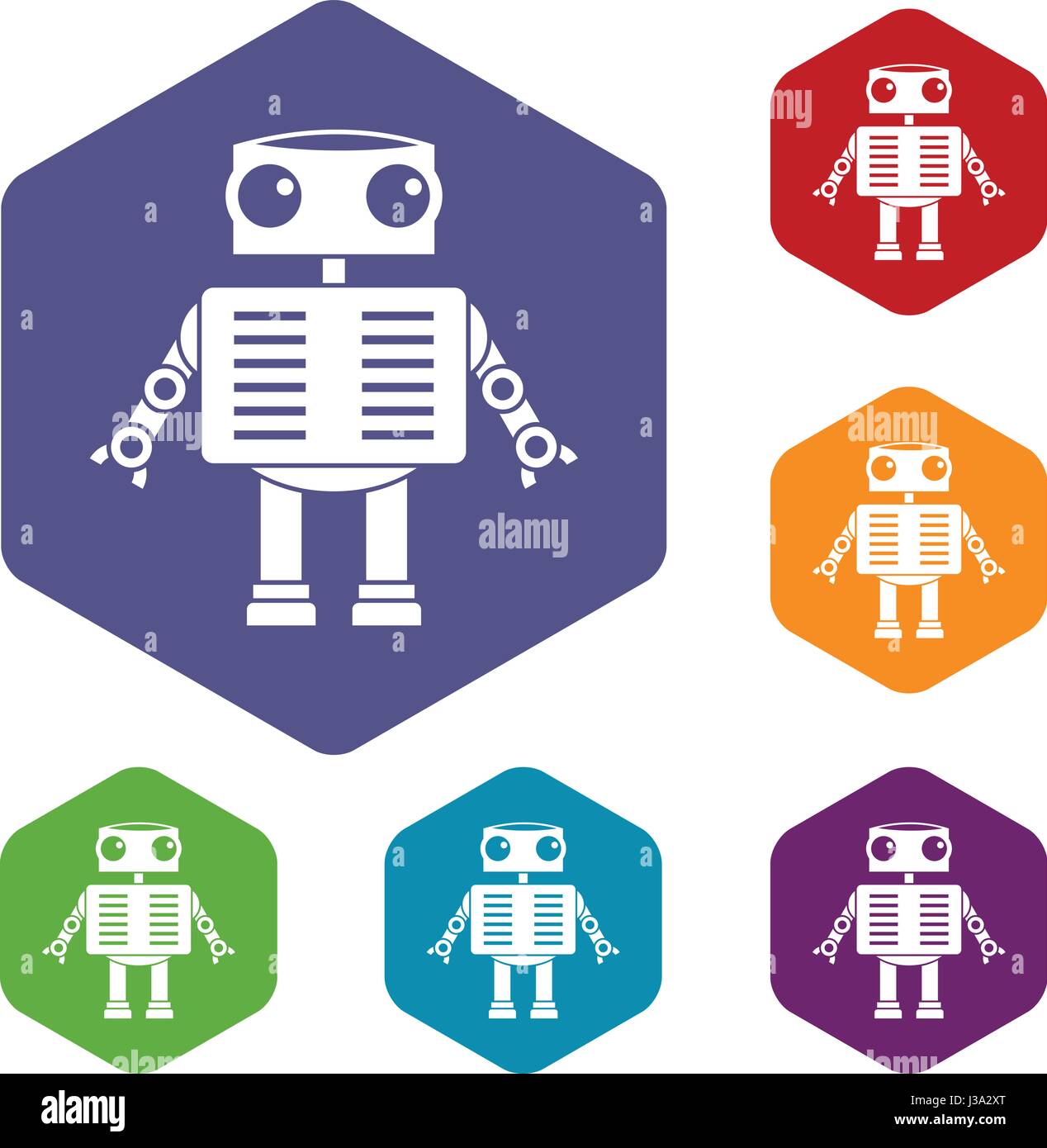 Robot with big eyes icons set hexagon Stock Vector Image & Art - Alamy