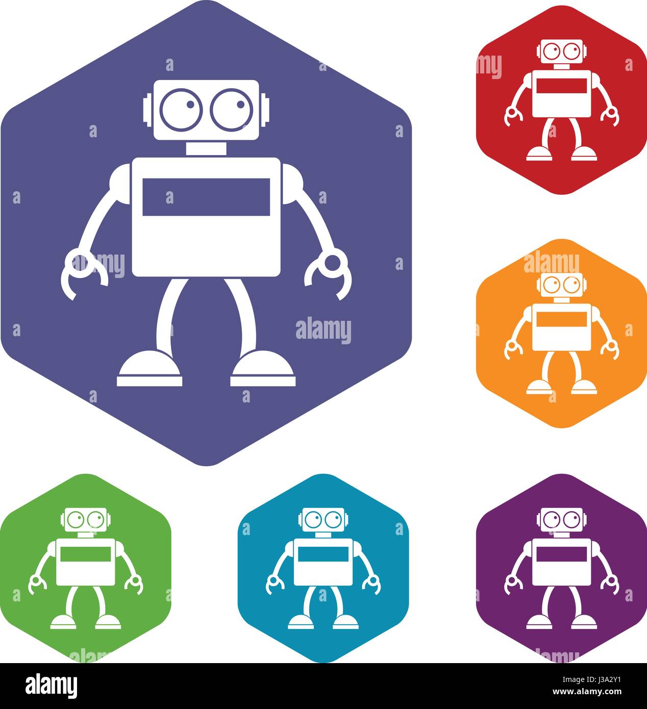 Android robot icons set hexagon Stock Vector Image & Art - Alamy