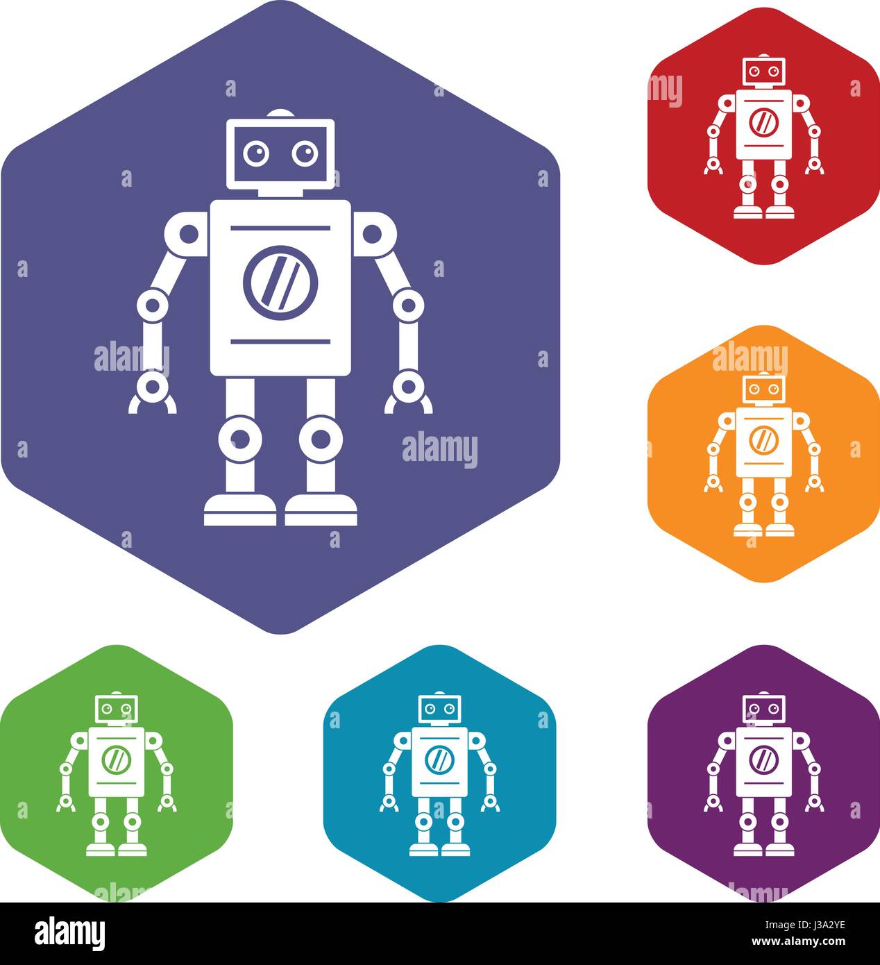 Retro robot icons set hexagon Stock Vector Image & Art - Alamy