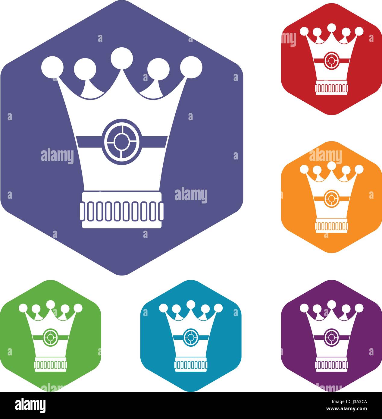 Medieval crown icons set hexagon Stock Vector Image & Art - Alamy
