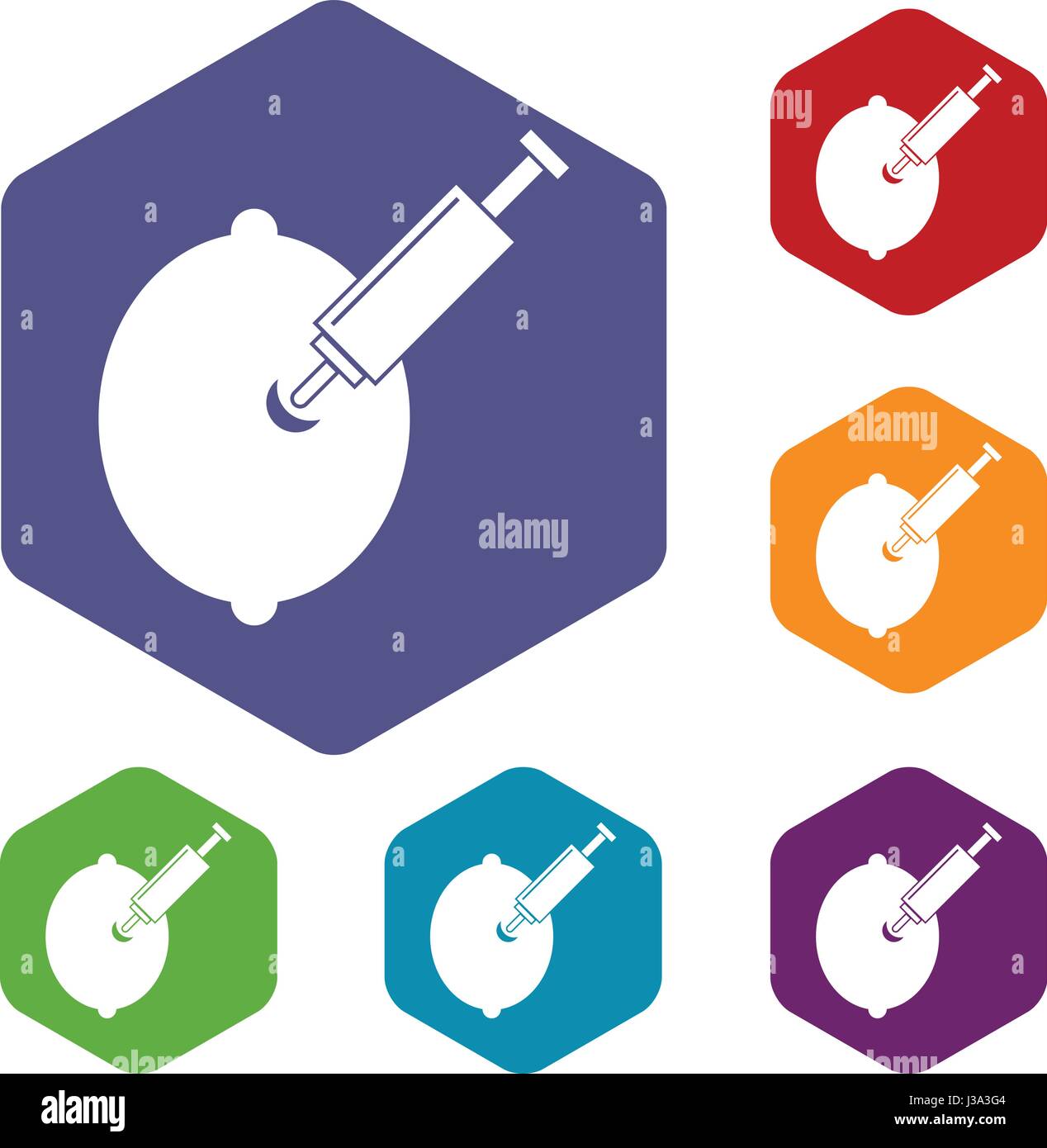 GMO lemon with syringe icons set hexagon Stock Vector Image & Art - Alamy