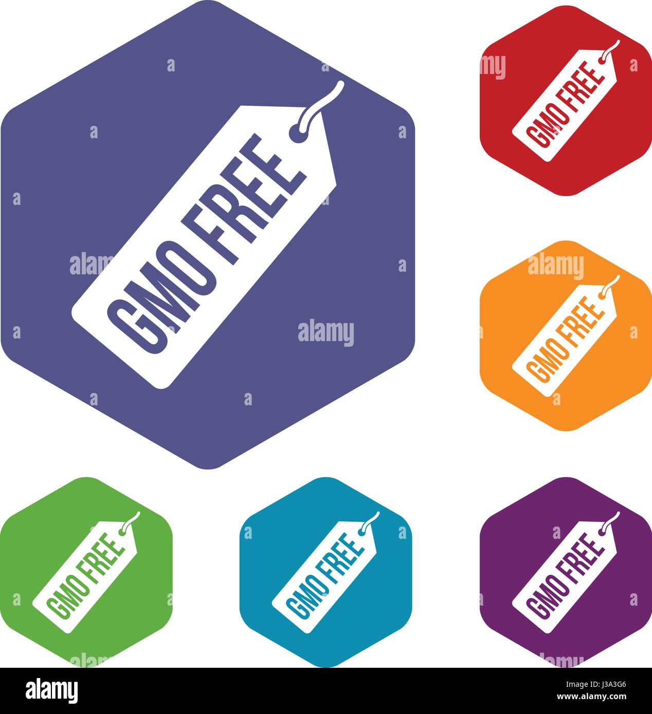 GMO free price tag i icons set hexagon Stock Vector Image & Art - Alamy