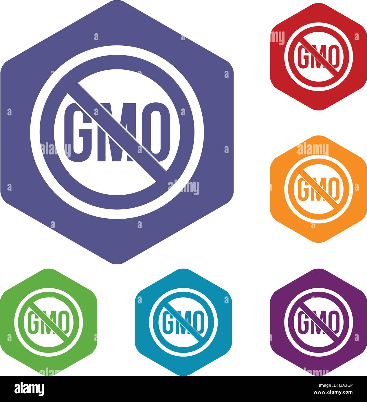 Stop GMO icons set hexagon Stock Vector Image & Art - Alamy