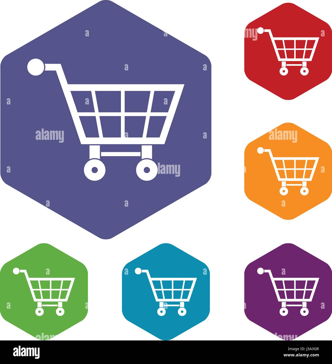 Shopping cart icons set hexagon Stock Vector Image & Art - Alamy