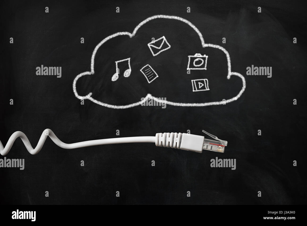 Cloud Computing Concept on Blackboard Stock Photo