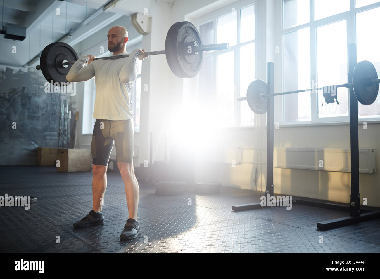 Heavy Lifting in Gym Stock Photo Alamy