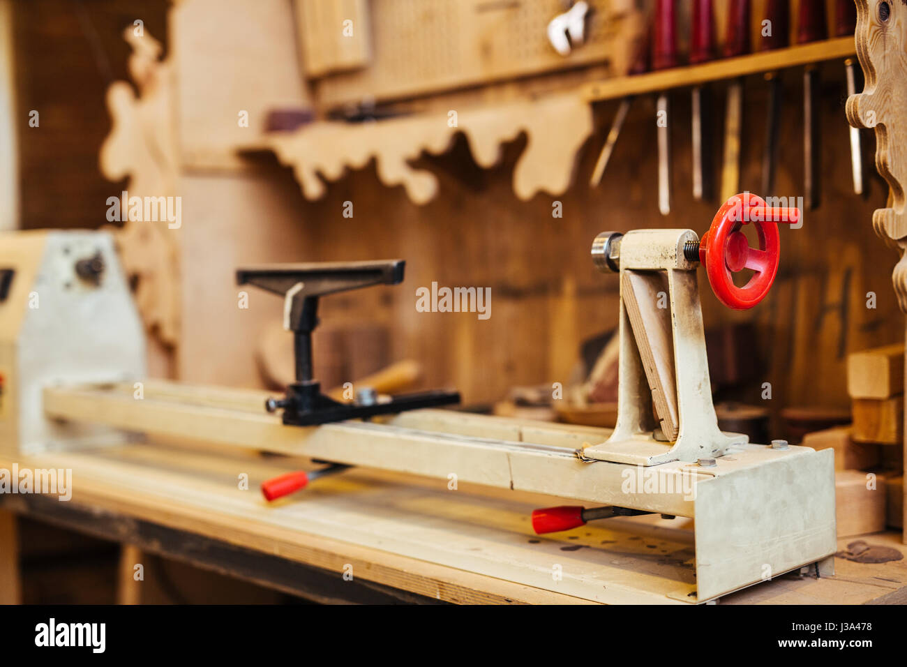 Woodcutting Bench  in Carpenters Studio Stock Photo