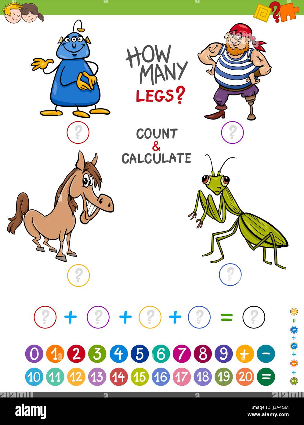 Cartoon Illustration Educational Mathematical Counting Stock Photos