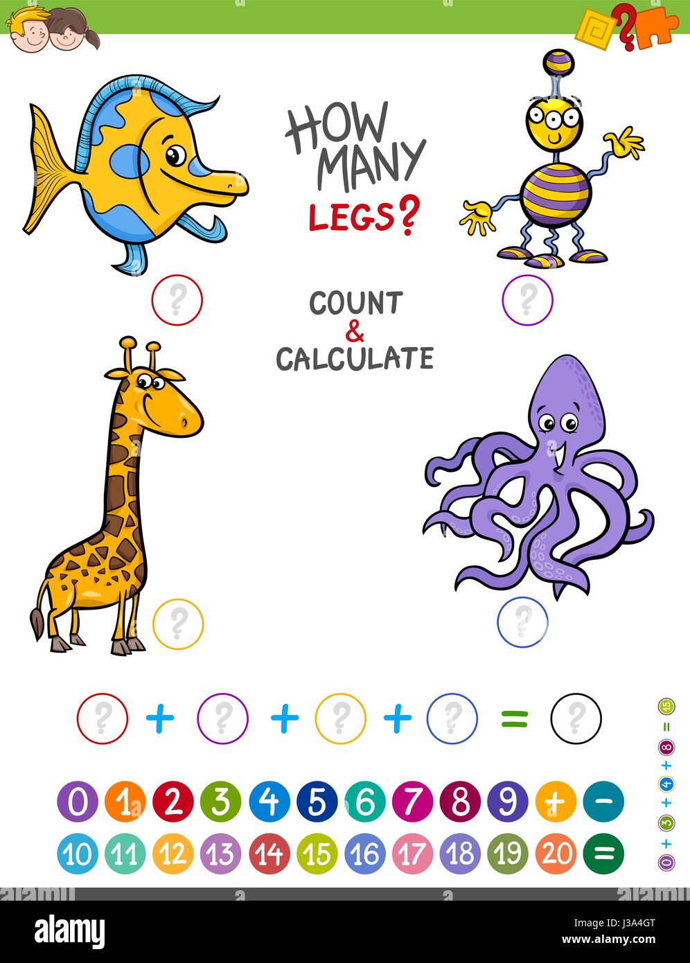 Cartoon Illustration Educational Mathematical Counting Stock Photos