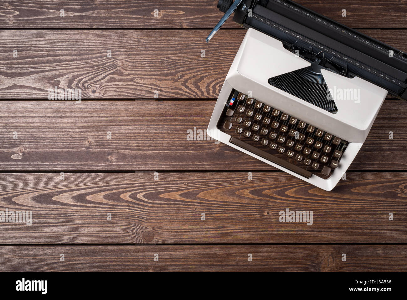 Vintage Typewriter Paper Wooden Background Toned Stock Photo