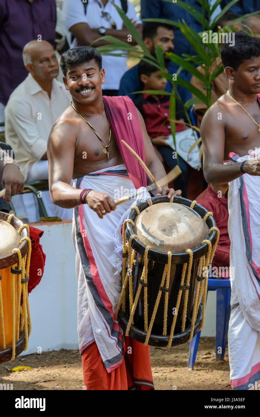 Drummer at a traditional Theyyam festival - a colourful ritual dance ...