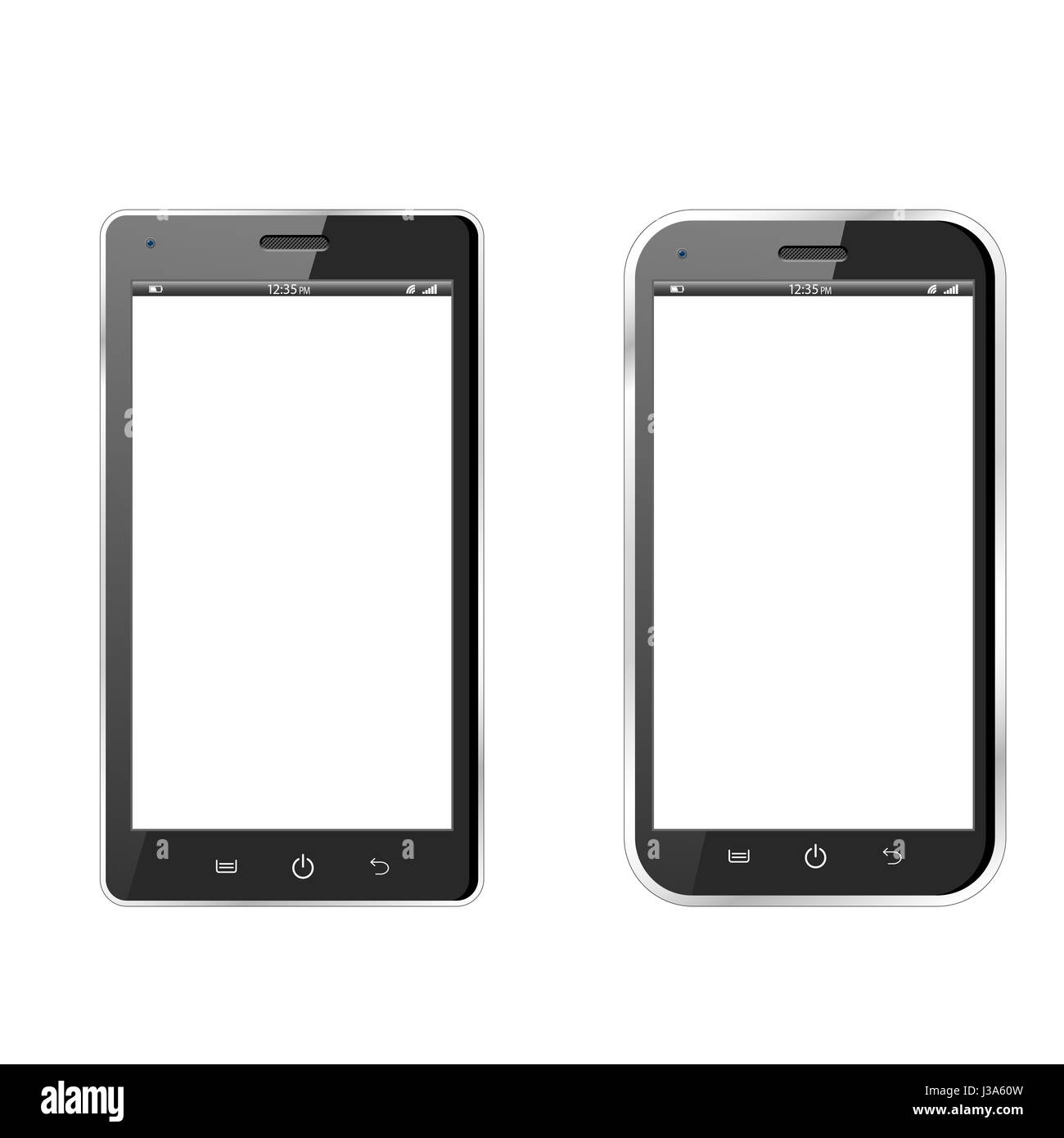 Two realistic smartphones isolated on a white background Stock Photo ...