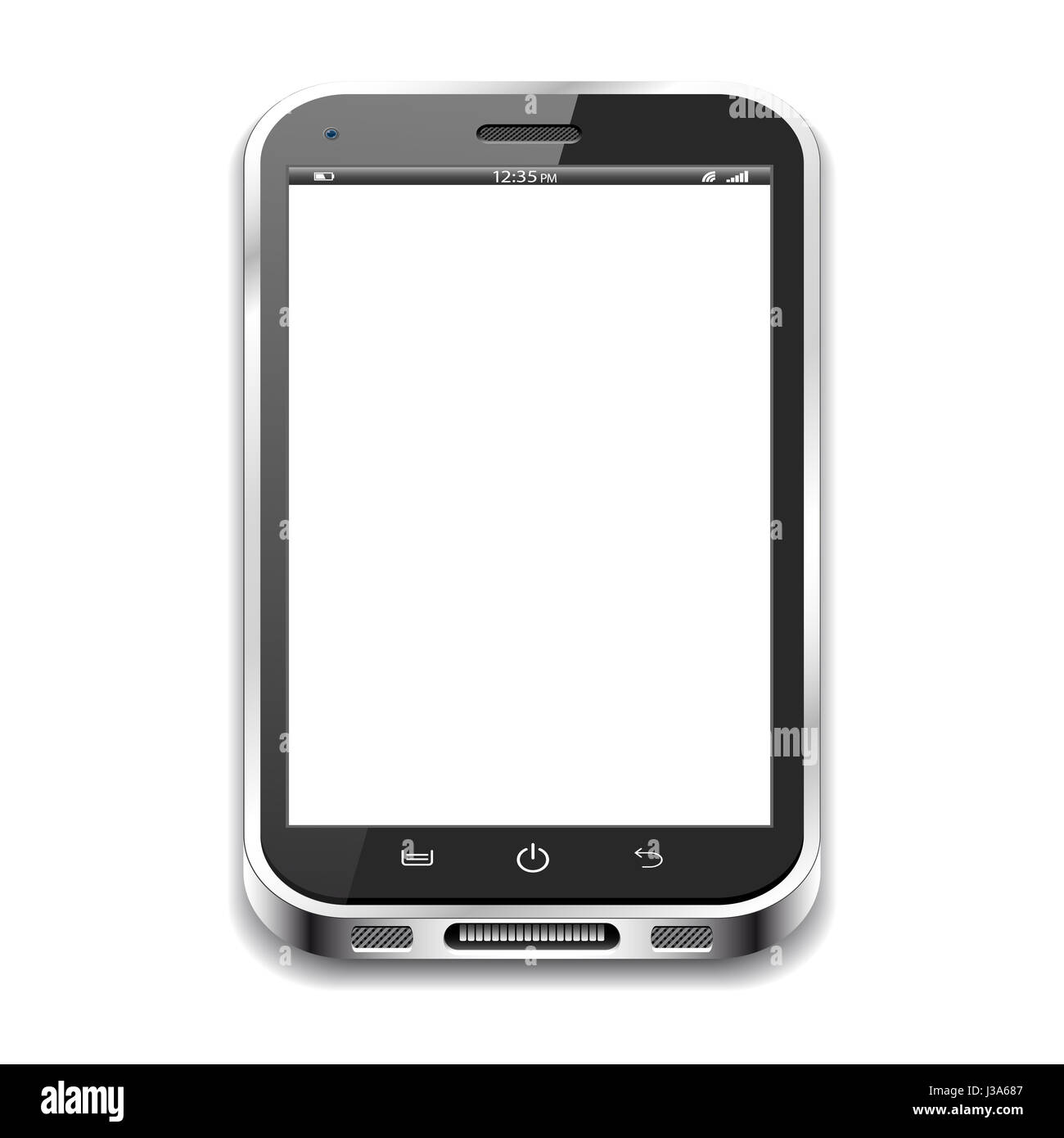 A black realistic smartphone isolated on a white background Stock Photo ...