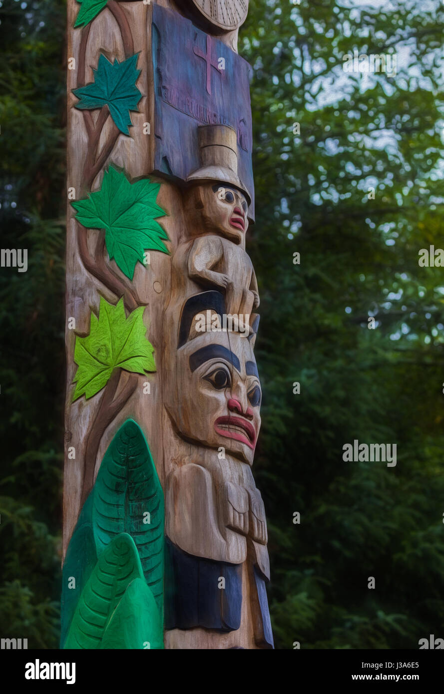 Tlingit carved totem in Sitka, Alaska Stock Photo - Alamy