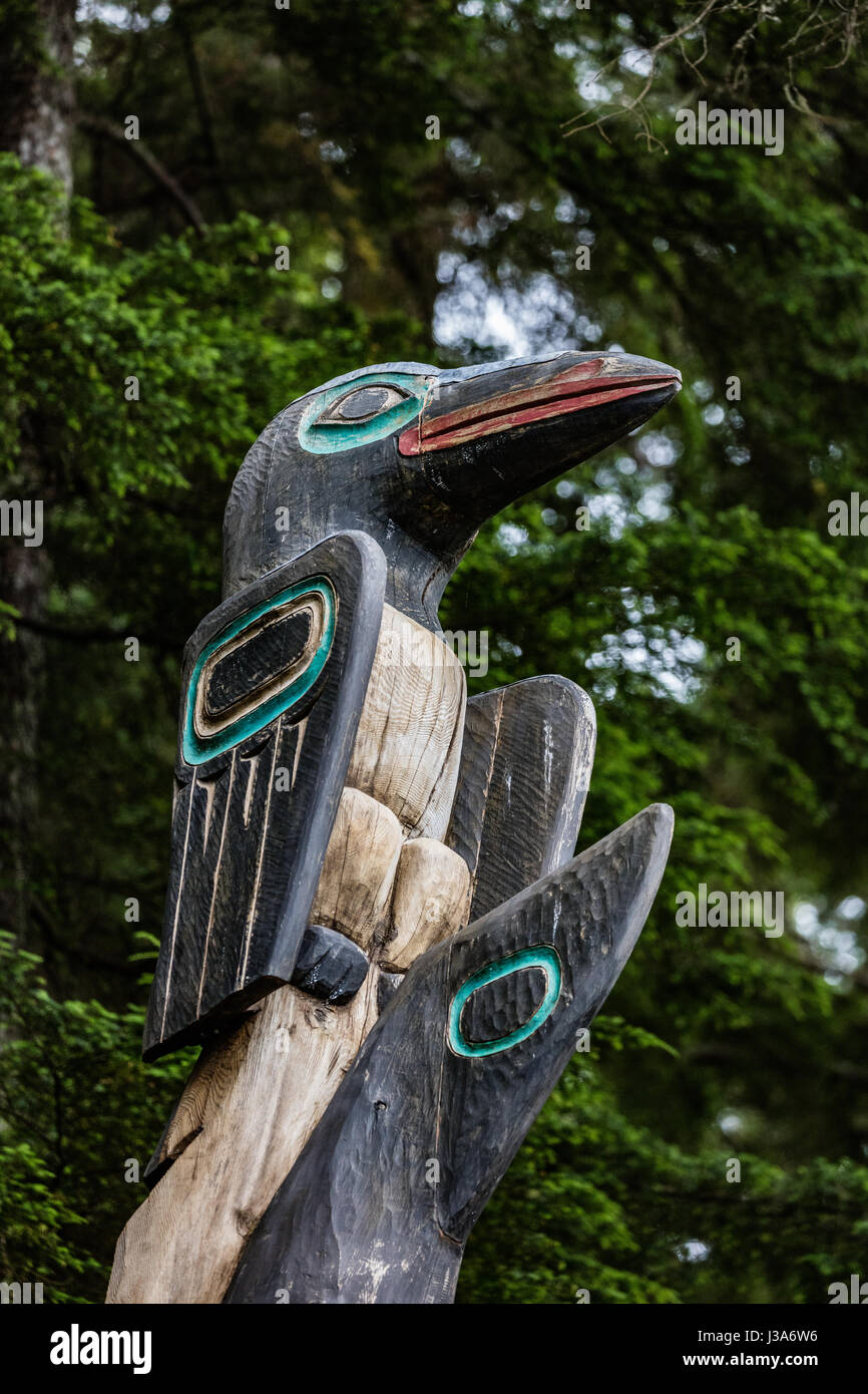 Native American totem poles in Alaska Stock Photo - Alamy