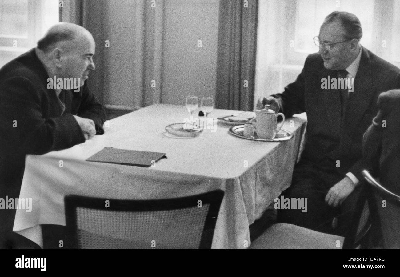 Ernst Wollweber and Otto Grotewohl, 1957 Stock Photo