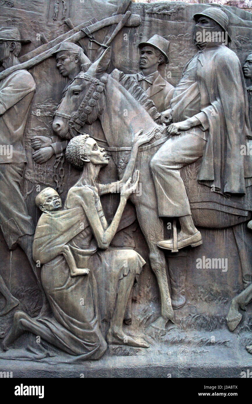 A relief at the Tiglachin (or Derg) Monument in Addis Ababa, Ethiopia. Stock Photo