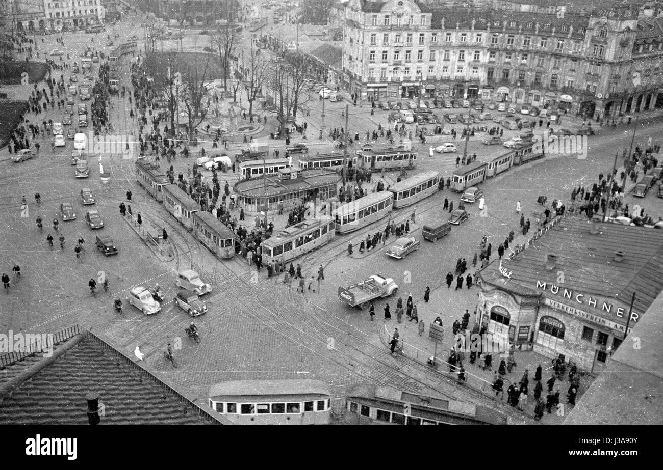 View of the Karlsplatz (Stachus) in Munich, 1953 Stock Photo Alamy
