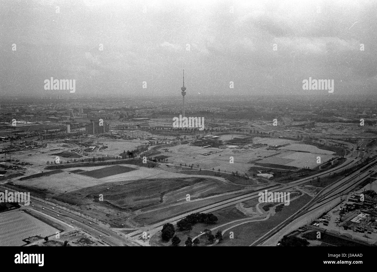 View of the Olympic Park during the development, 1970 Stock Photo