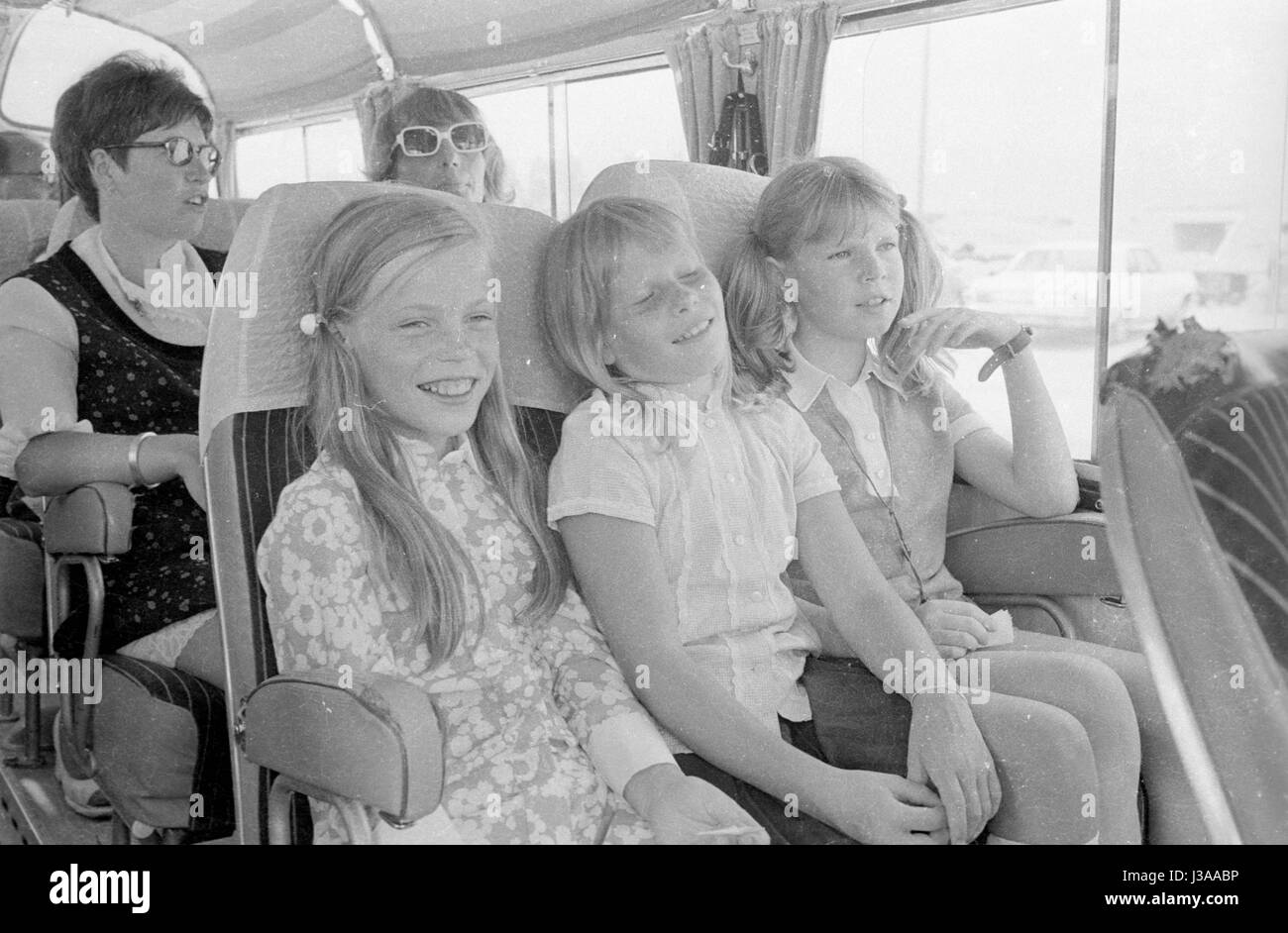 'Participants of the ''Pippi Longstocking'' competition on a tour of Munich, 1970' Stock Photo