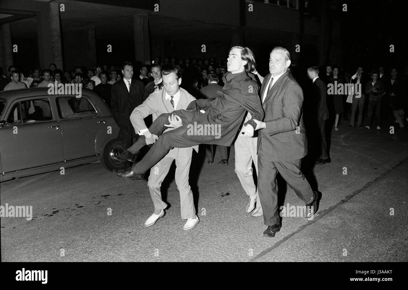 Arresting a demonstrator in Berlin , 1967 Stock Photo