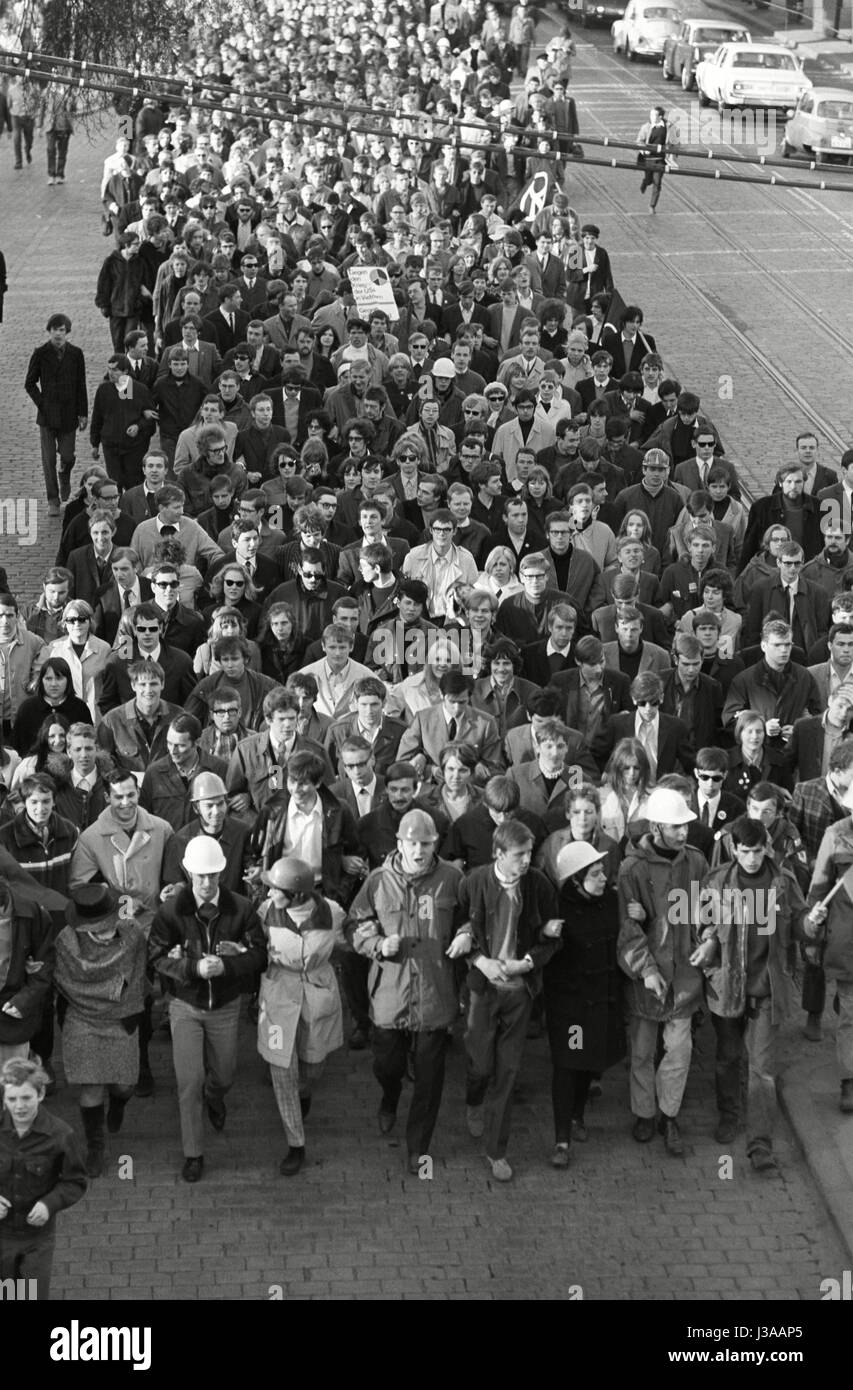 Demonstration against Axel Springer publishing in Hamburg, 1968 Stock Photo