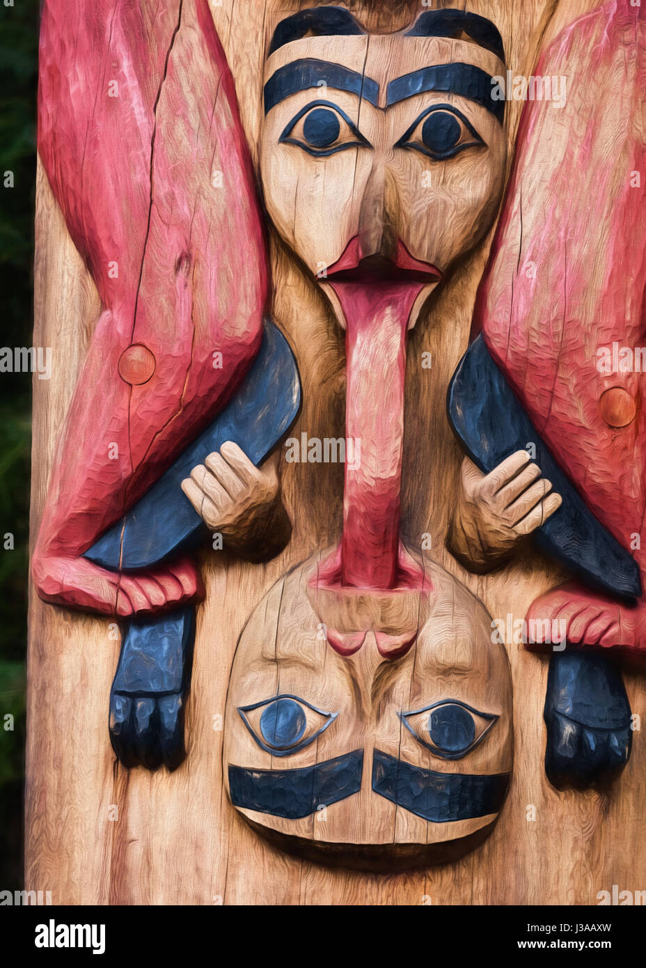 Tlingit carved totem in Sitka, Alaska Stock Photo - Alamy