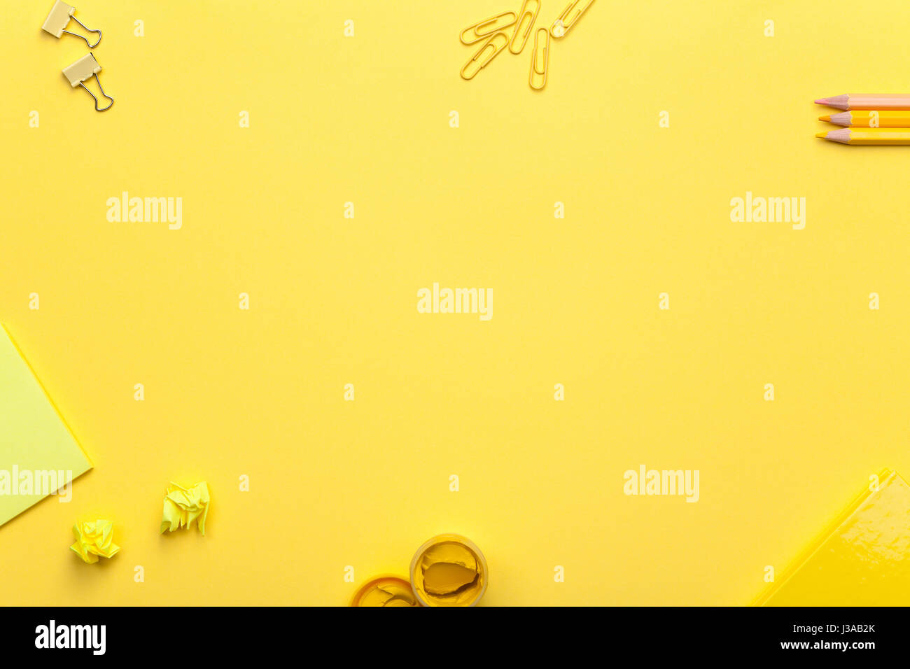 Download School Accessories On Yellow Background Minimal Style Flat Lay Stock Photo Alamy PSD Mockup Templates