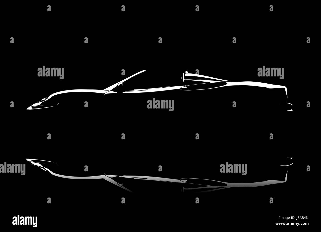 An illuminated white car isolated on a black background Stock Photo - Alamy