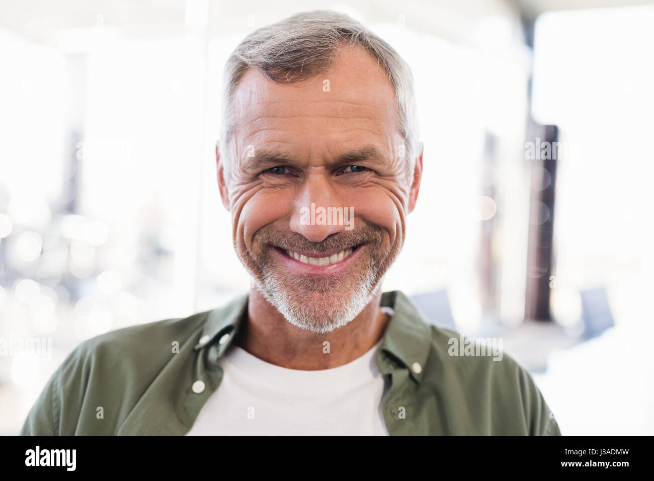 Portrait of smiling businessman in office Stock Photo - Alamy