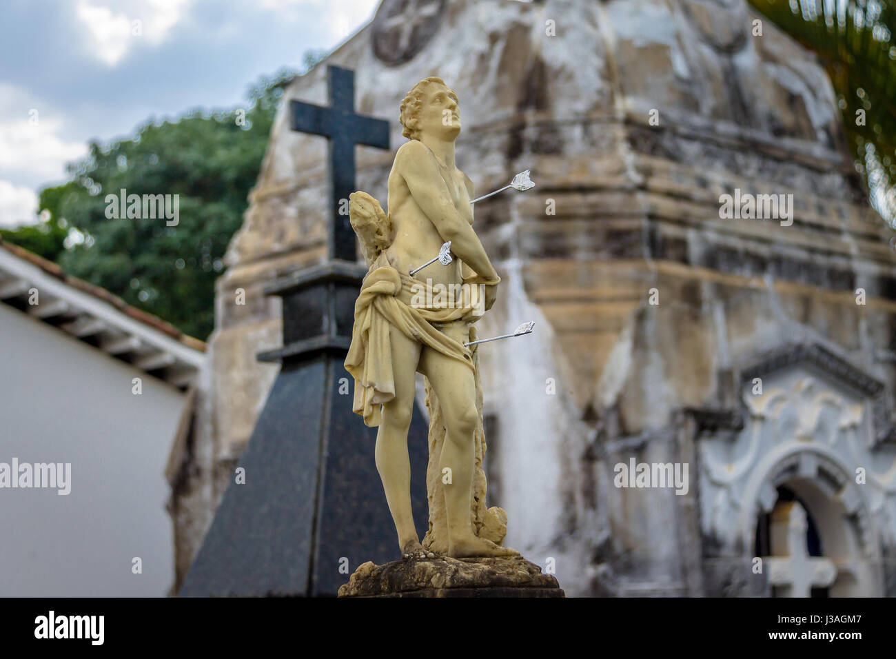 Sculpture at Sao Francisco de Assis Church Cemetery - Sao Joao Del Rei, Minas Gerais, Brazil Stock Photo