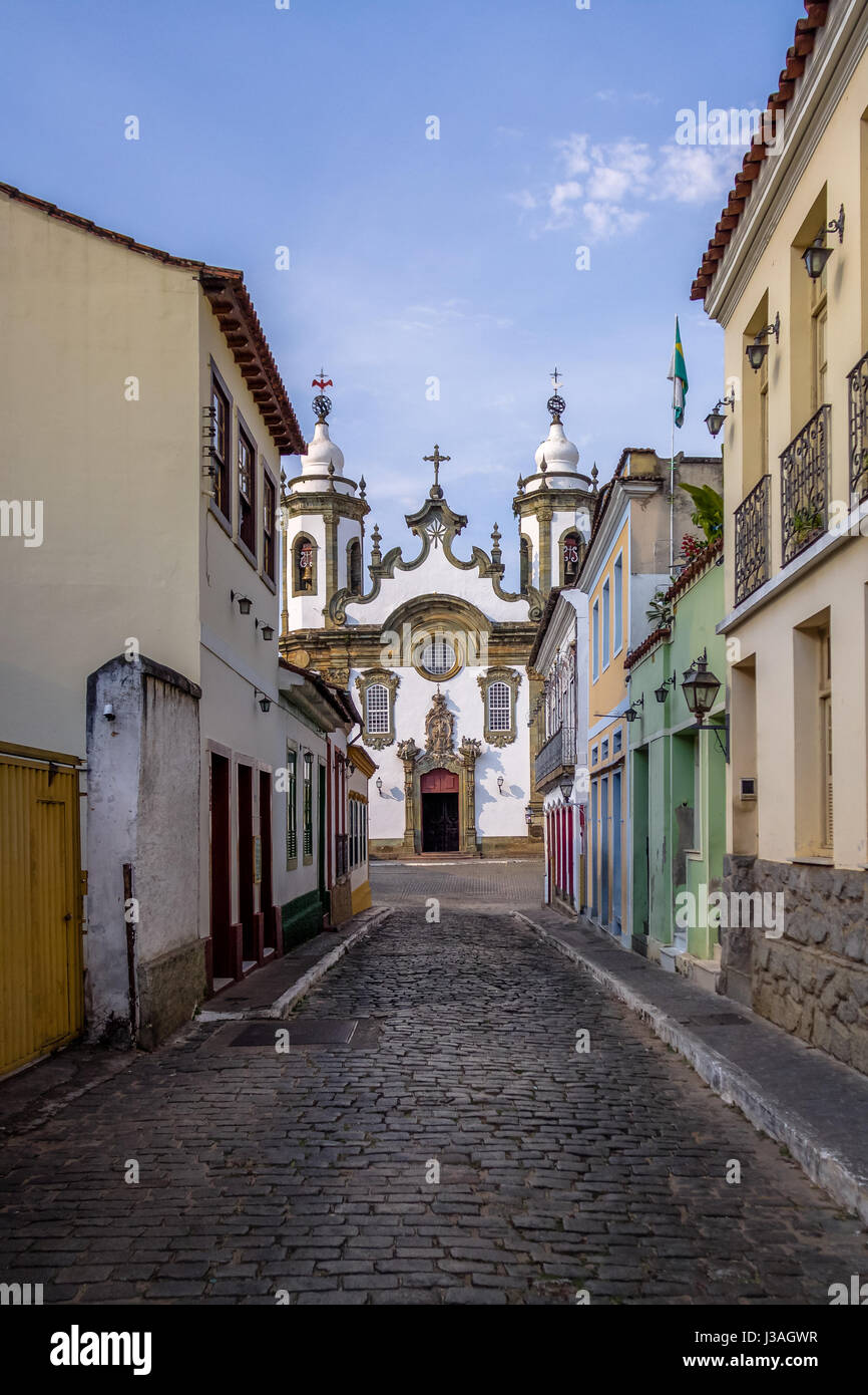 Street view of Sao Joao del Rei with Nossa Senhora do Carmo Church on backgound Sao Joao Del Street view of Sao Joao del Rei with Nossa Senhora do Carmo Church on backgound Sao Joao Del