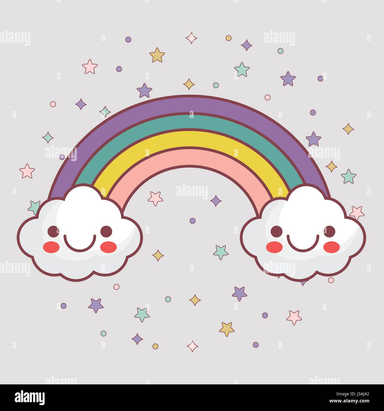 kawaii clouds and rainbow icon Stock Vector Image & Art - Alamy