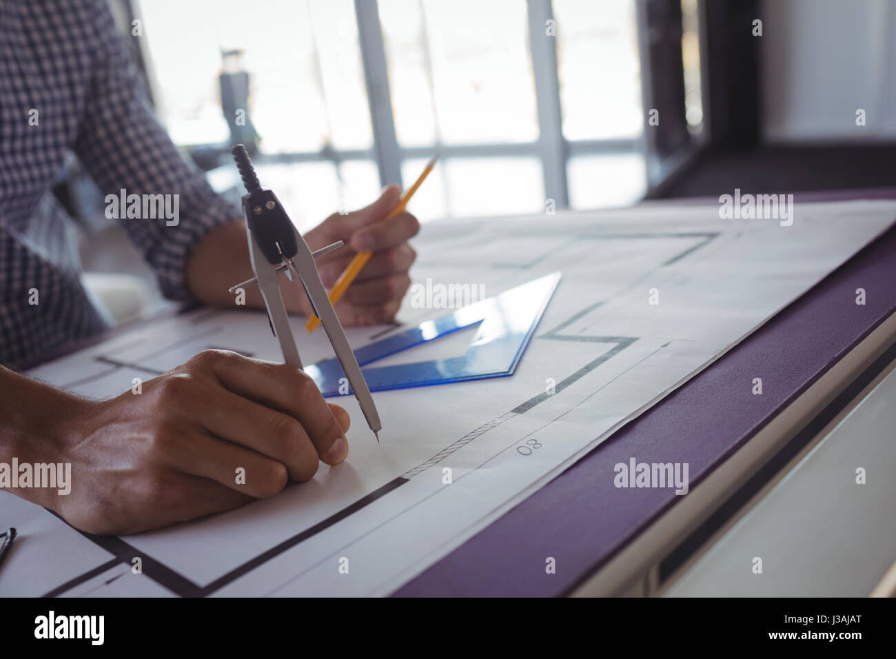 Close up of interior designer making diagram on paper in office Stock ...