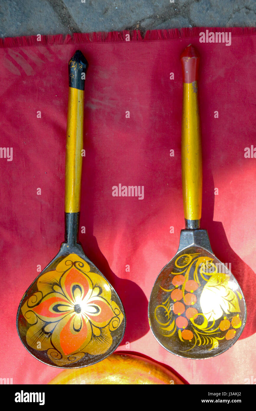 Decorative soup spoon or tablespoon made of wood Stock Photo Alamy