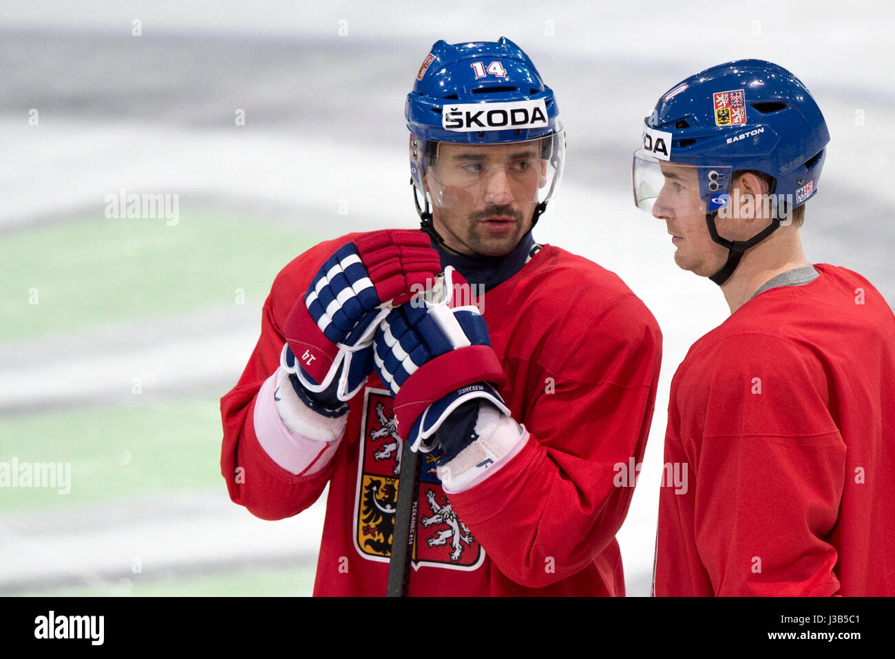 From Left Tomas Plekanec And Roman Cervenka Attend The Training Session Of Czech National Hockey Team Prior To Match Against Canada During The Ice Hockey From Left Tomas Plekanec And Roman Cervenka Attend The Training Session Of Czech National Hockey Team Prior To Match Against Canada During The Ice Hockey
