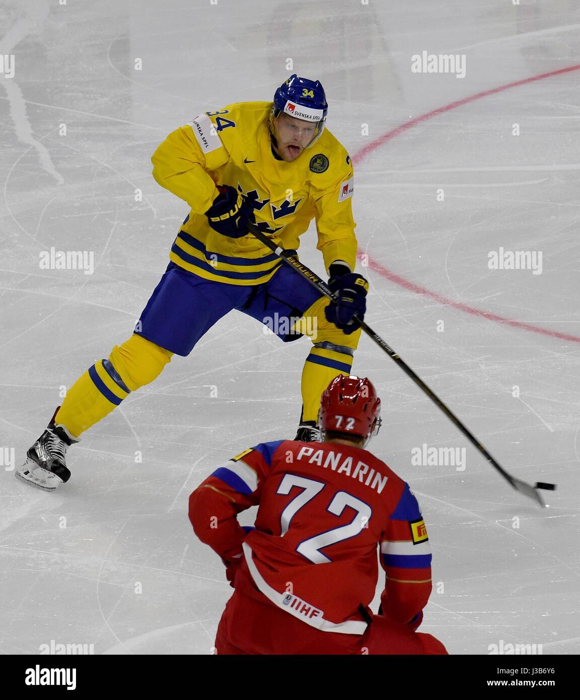 Artemi Panarin, Columbus Blue Jackets, Russian hockey player, attacker,  blue-red paint splashes, HD wallpaper