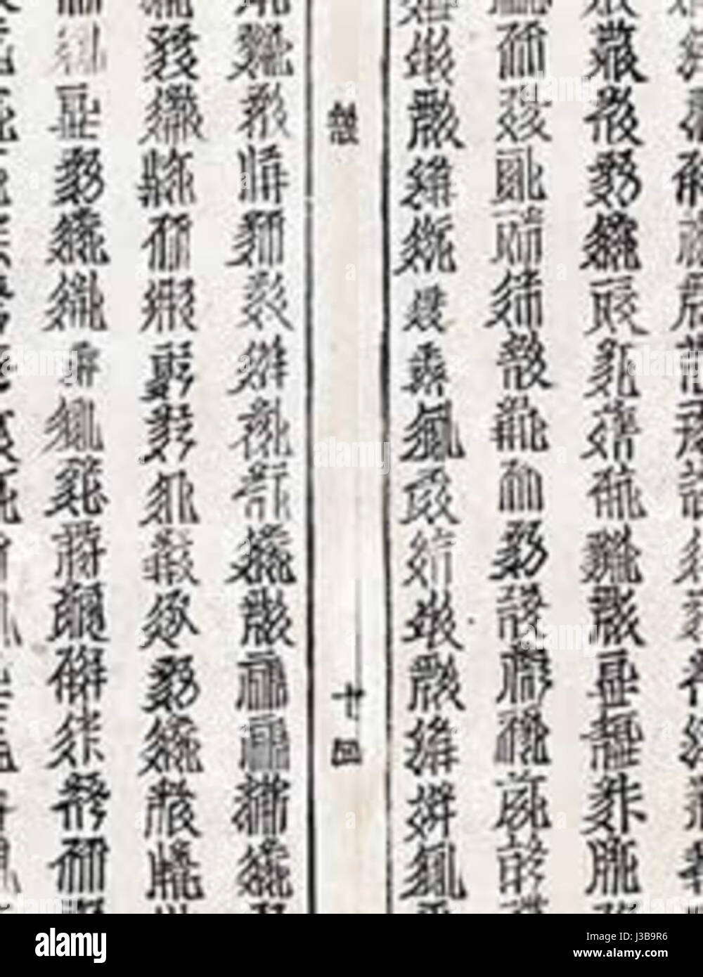 Detail of Tangut text with inverted character Stock Photo