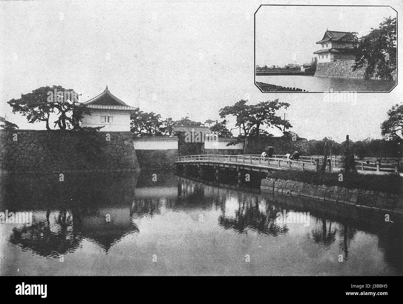 Edo Castle, also known as Tokyo Castle, was the residence of the Tokugawa shogunate during the Edo period in Japan. The castle played a central role in Japanese history, serving as a military and political hub. Its historical significance is tied to the shogunate's power and the administration of the country. Stock Photo