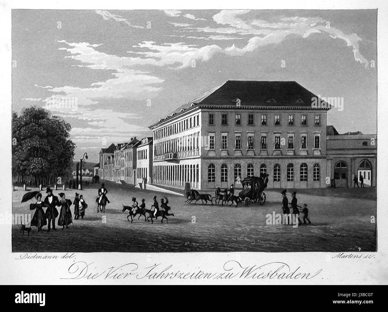 Die Vier Jahreszeiten zu Wiesbaden 1830 Stock Photo