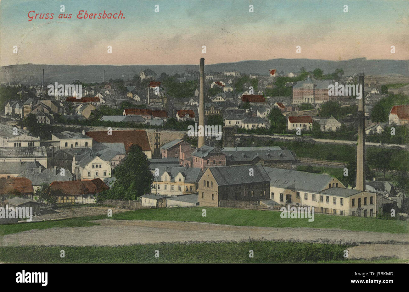 Ebersbach Stadtansicht 1908 Stock Photo