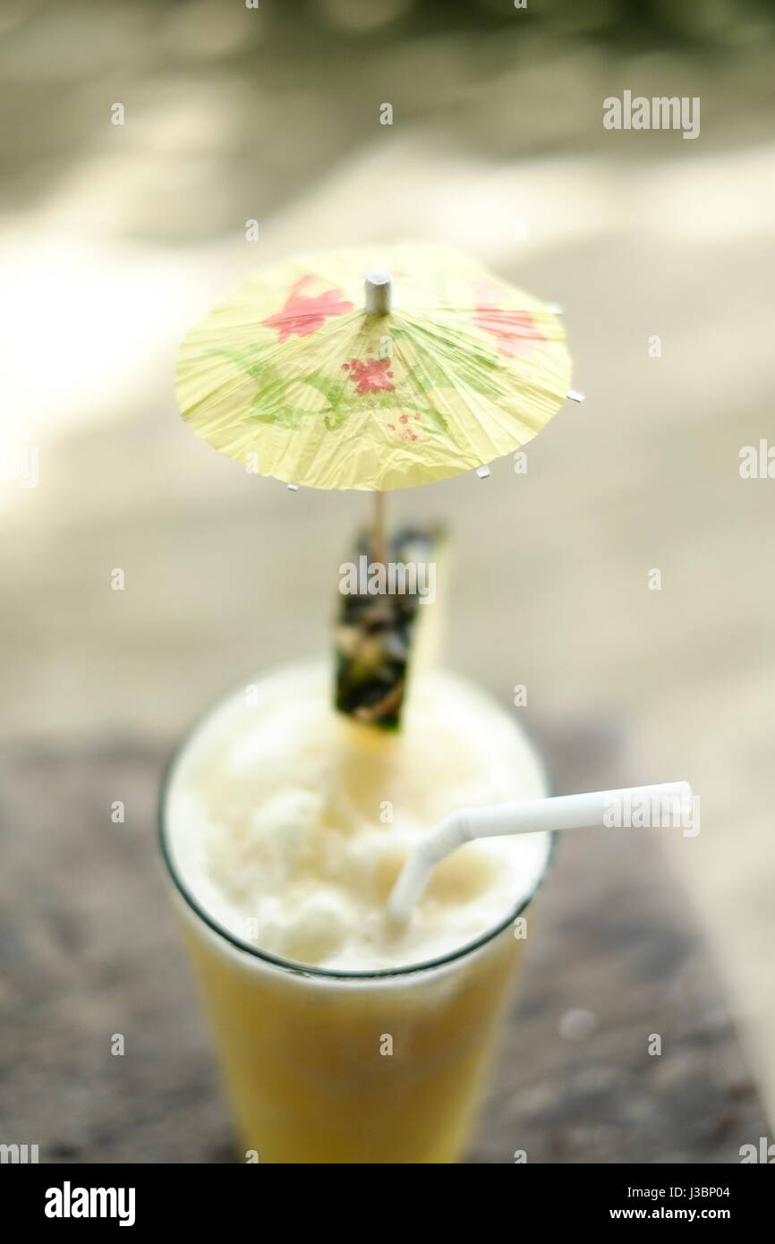 Fresh and refreshing cold pineapple juice, for hot summer Stock Photo
